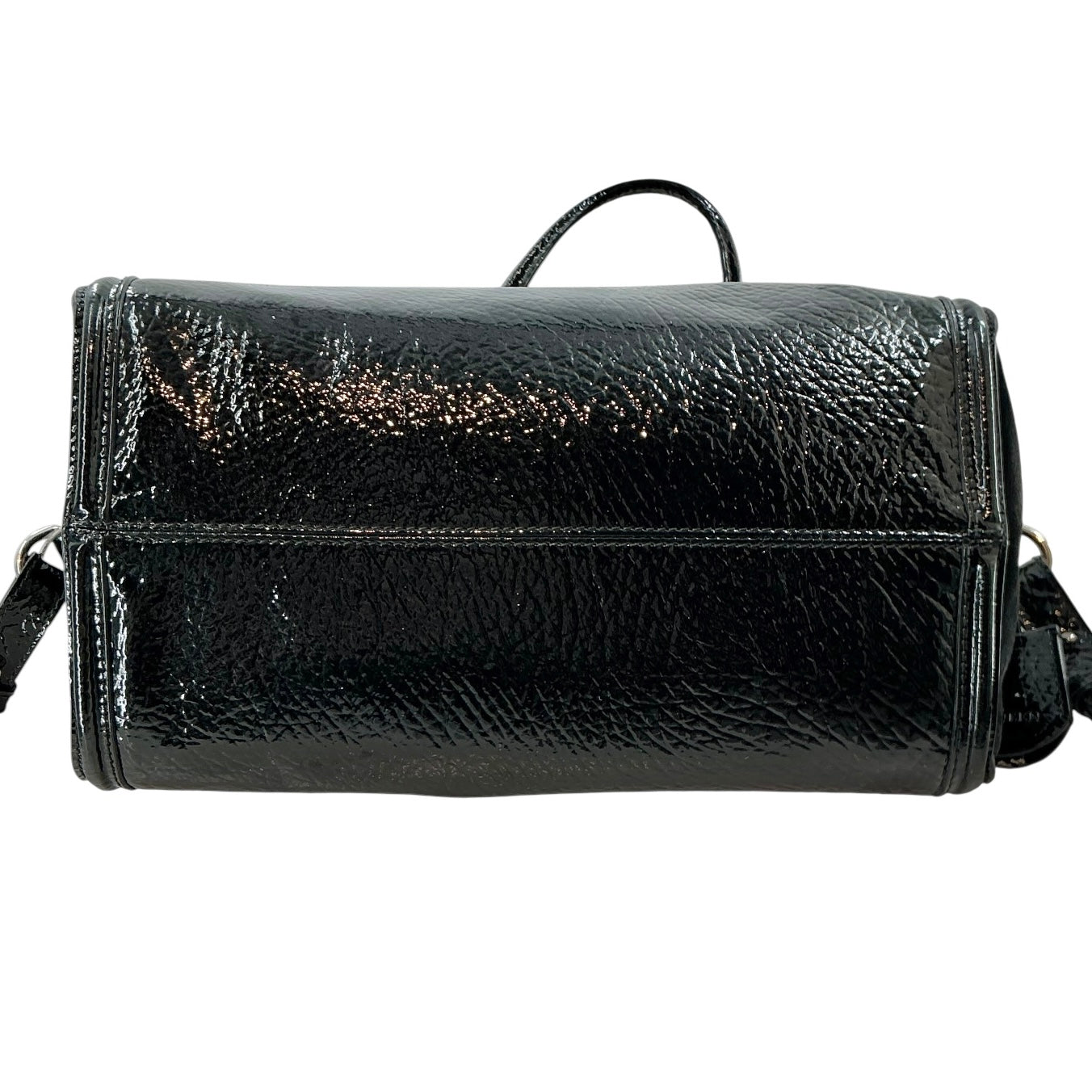 Alexander McQueen Black Patent Leather Eyelet Padlock Small Satchel