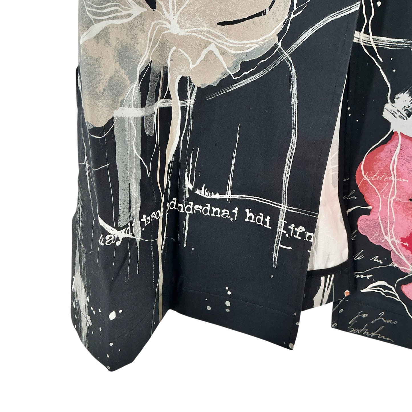 Ivko Abstract Graphic Letter Print Double Breasted Trench Coat Black