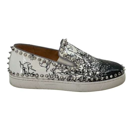 Christian Louboutin Pik Boat Spikes Patent Graffiti Slip-On Sneakers