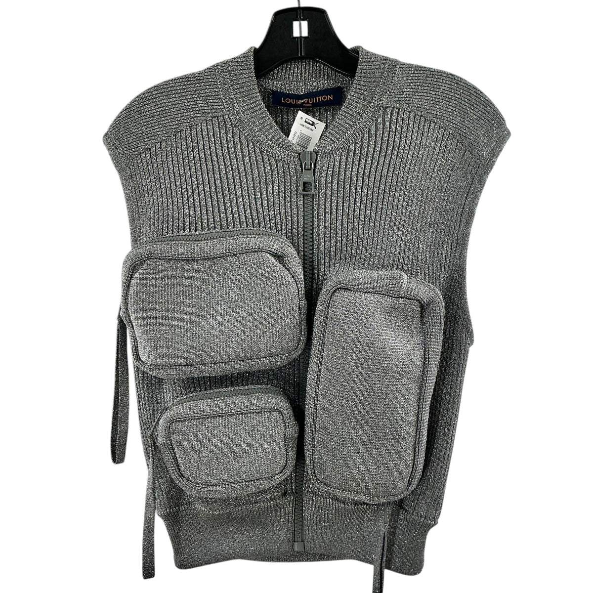 Louis Vuitton Grey Ribbed Knit Utility Vest (Unisex)