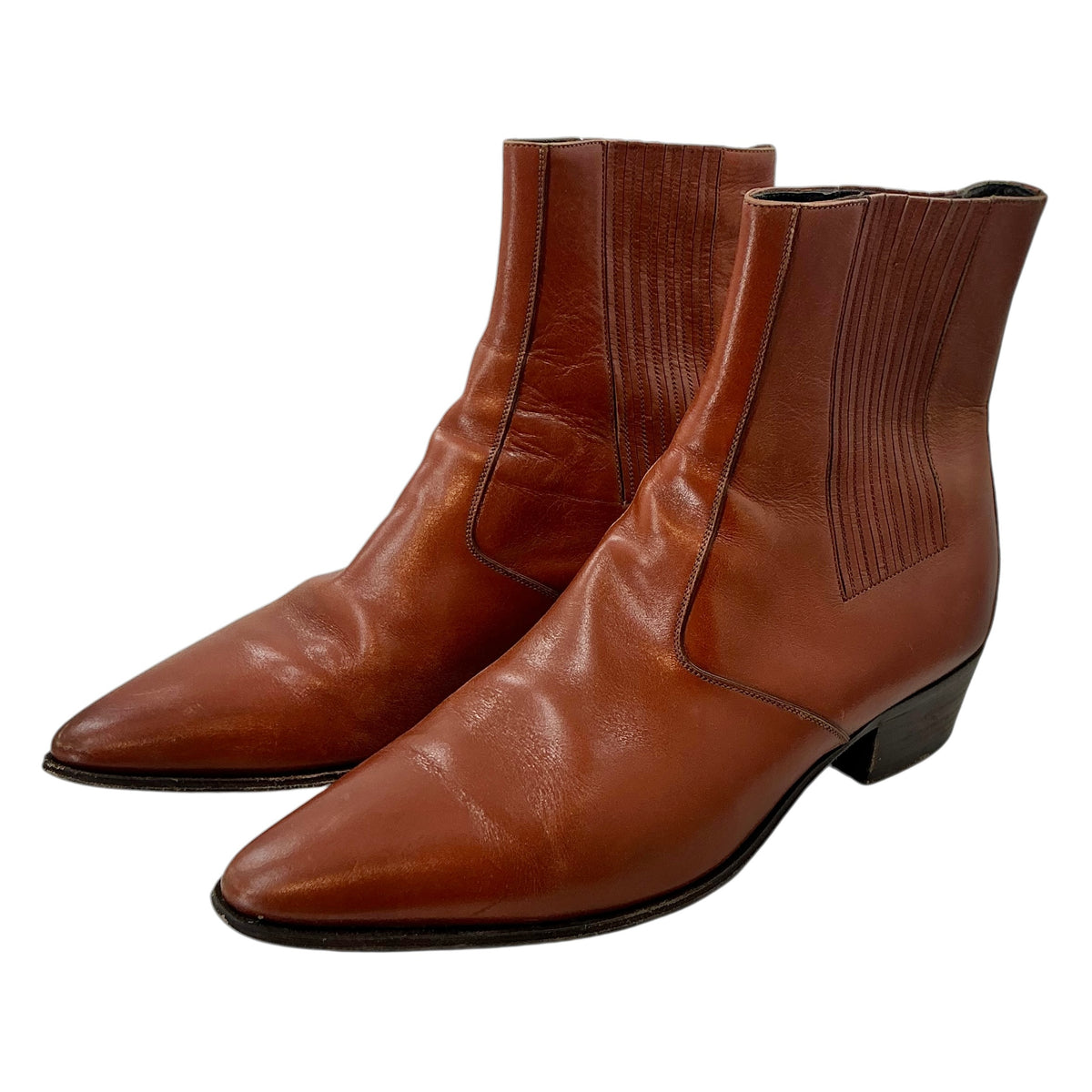 CELINE by Hedi Slimane Jacno Calfskin Leather Chelsea Boots Brown / Caramel