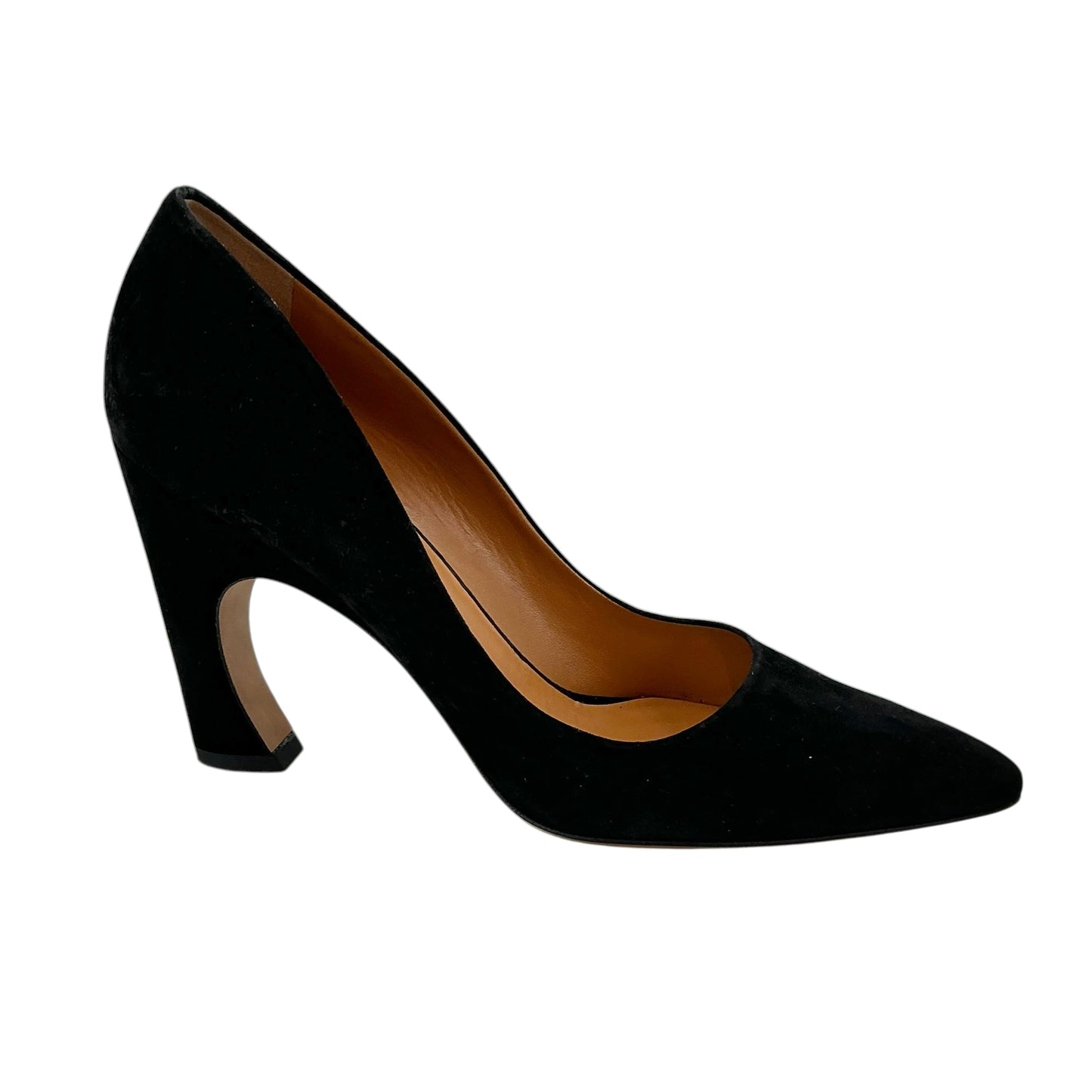 Chloé Oli Black Suede Pointed-Toe Comma Heel Pumps