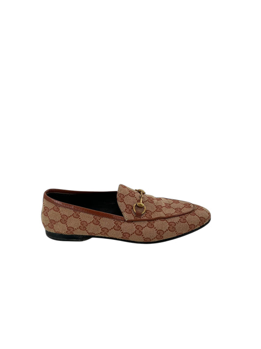 Gucci Jordaan Horsebit Logo Loafers- Size 38.5