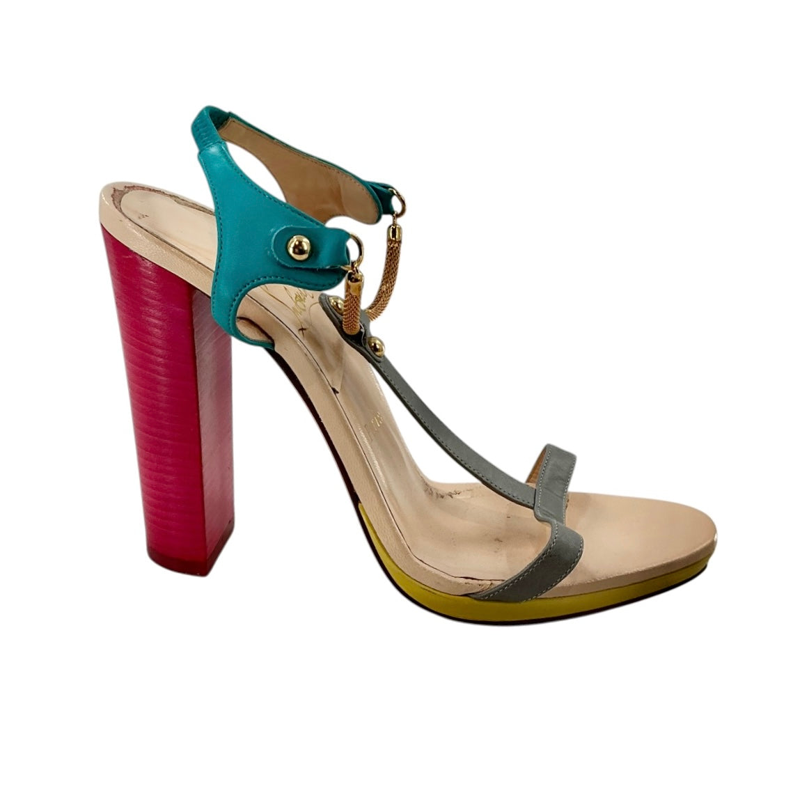 Christian Louboutin Sylvieta 120 Colorblock T-Strap Sandals