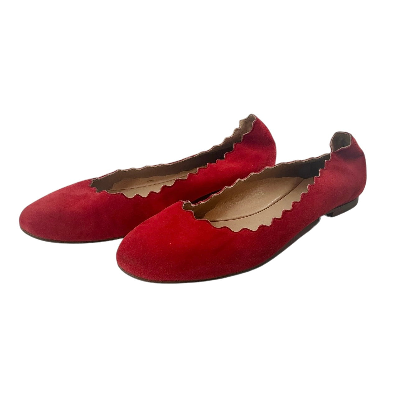 Chloé Lauren Scalloped Suede Ballet Flats