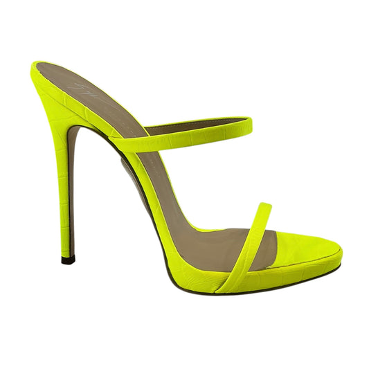 Giuseppe Zanotti Darsey Neon Yellow Croc-Embossed Sandals