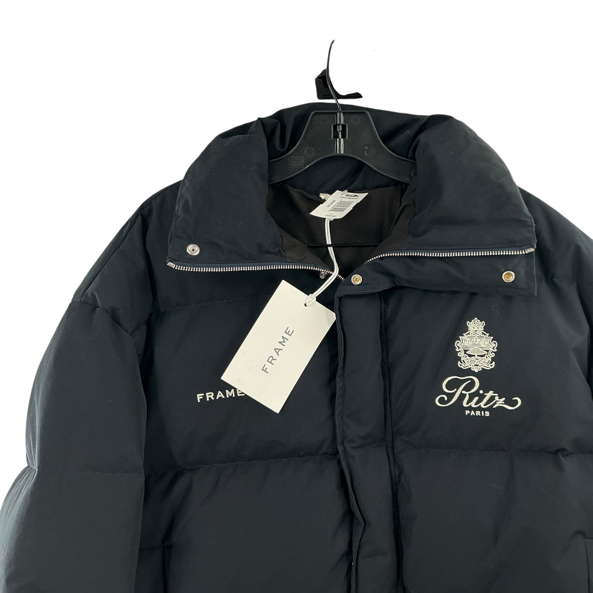 FRAME x Ritz Paris Women's Down Puffer Jacket Black Size Small NWT