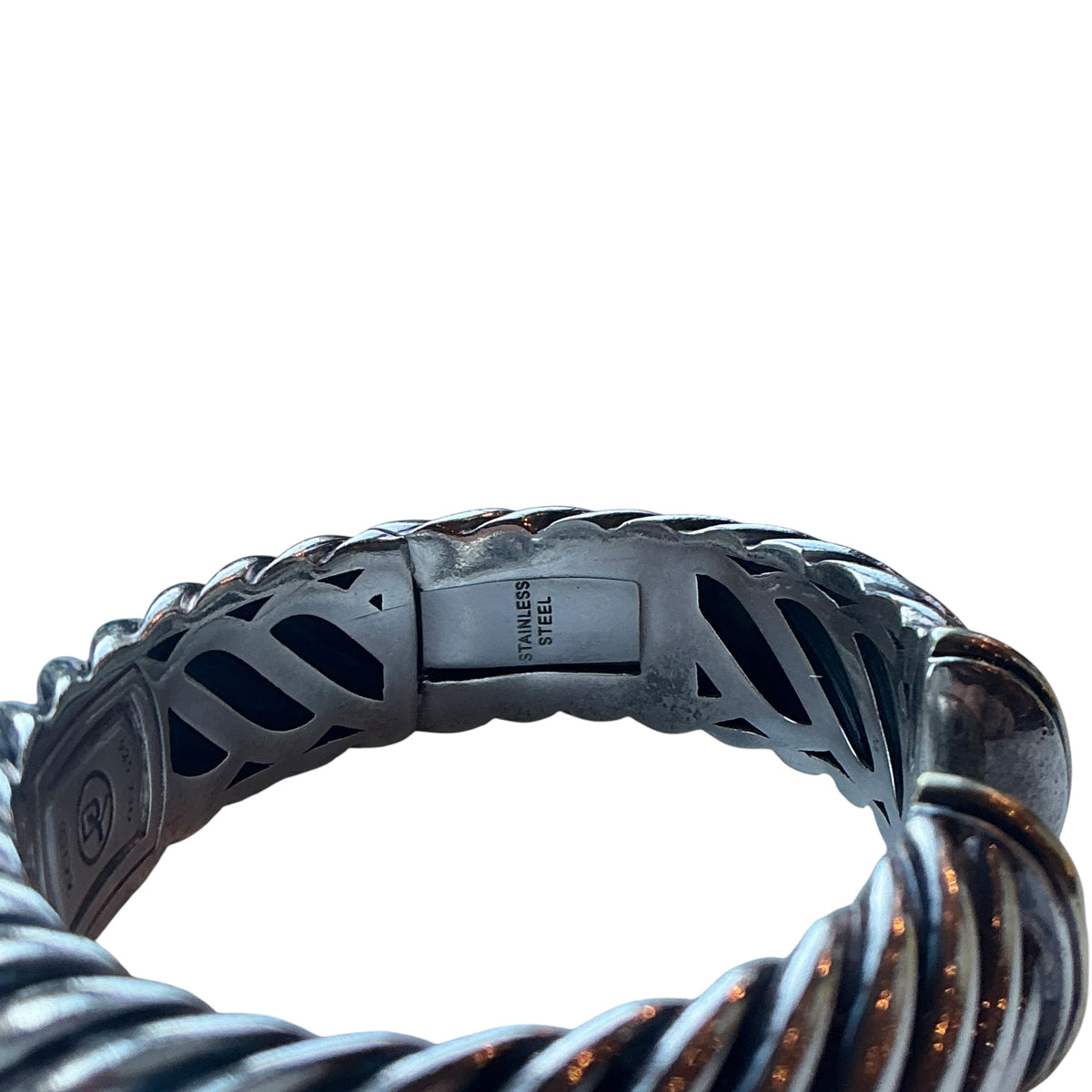 David Yurman Sterling Silver Waverly Cable Cuff Open Bangle Bracelet