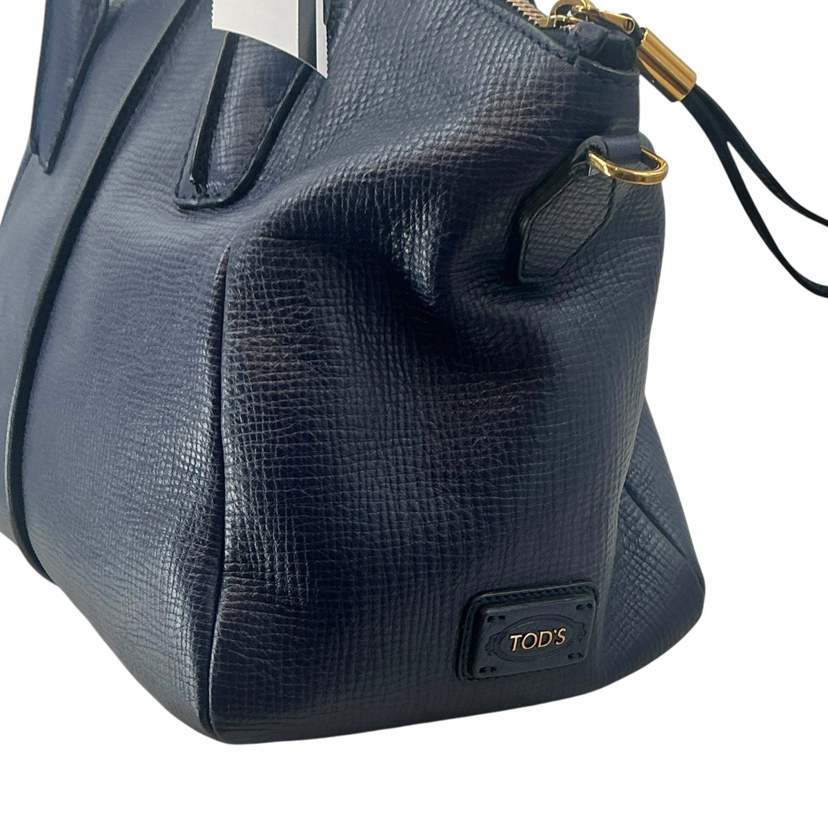 Tod's D-Styling Medium Bauletto Navy Blue Leather Satchel Tote Bag