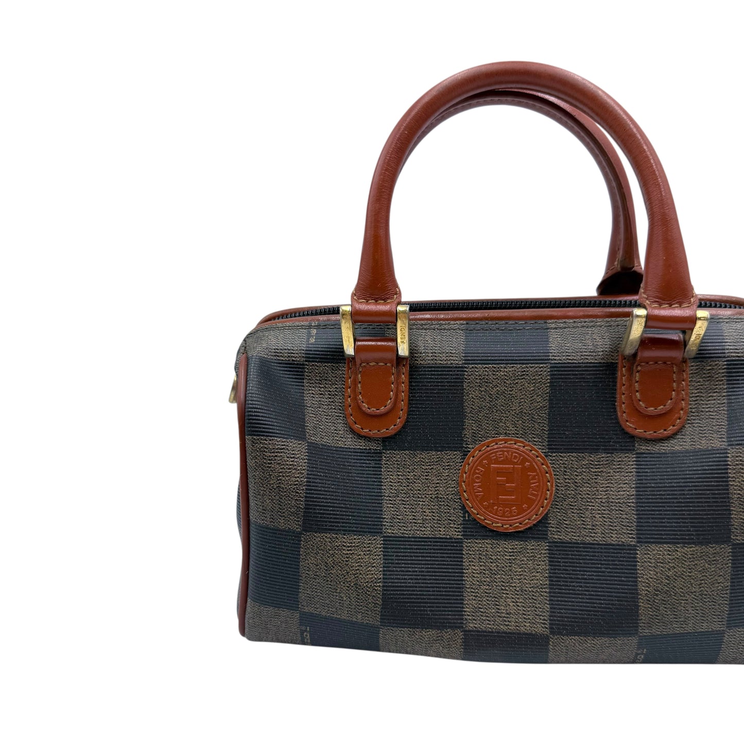 Fendi Pequin Convertible Boston Bag