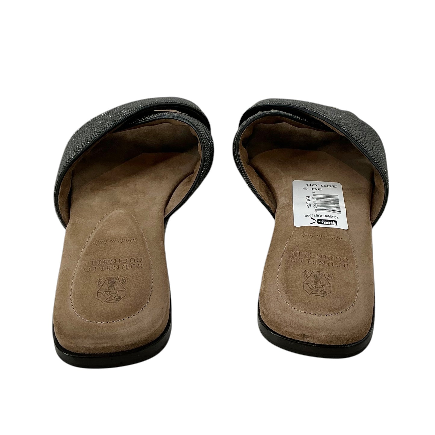 Brunello Cucinelli Monili Bead Crisscross Suede Slide Sandals