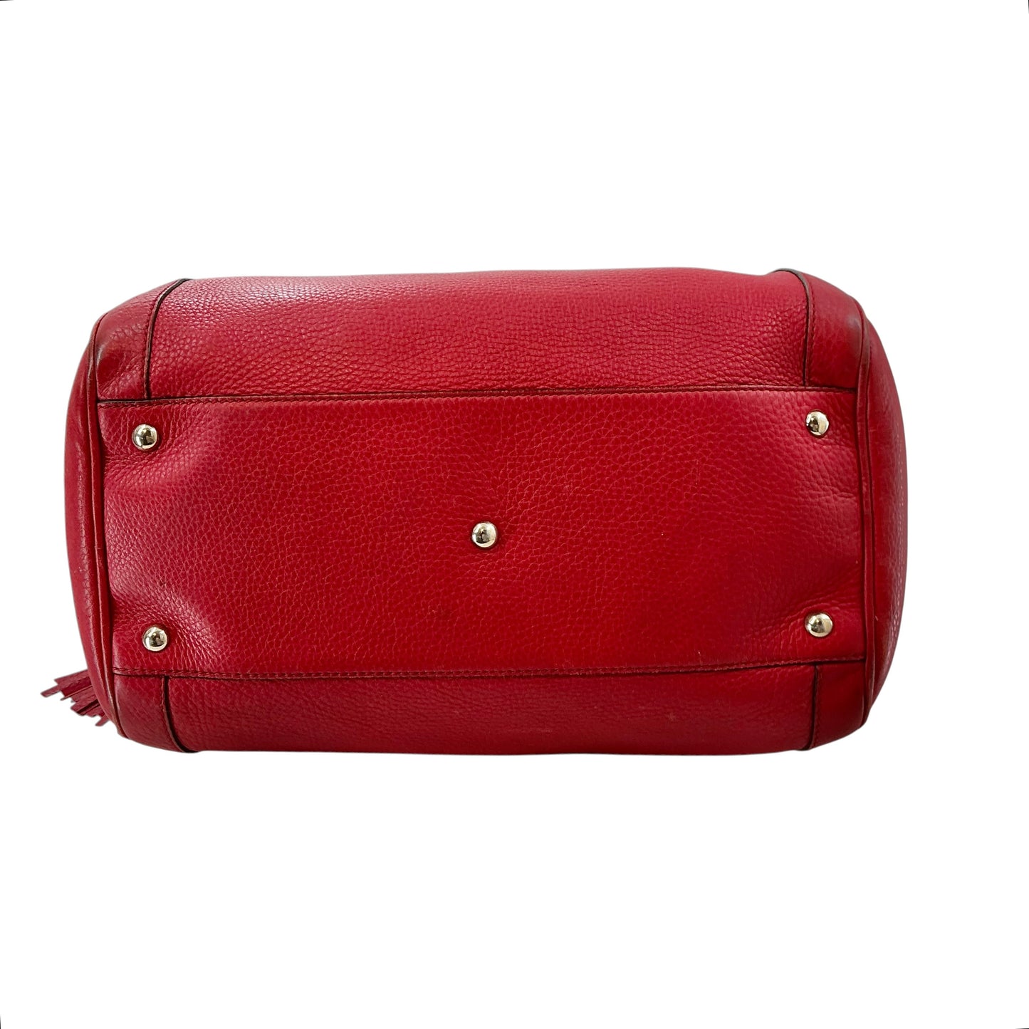 Gucci Red Pebbled Leather Soho Boston Bag Duffel