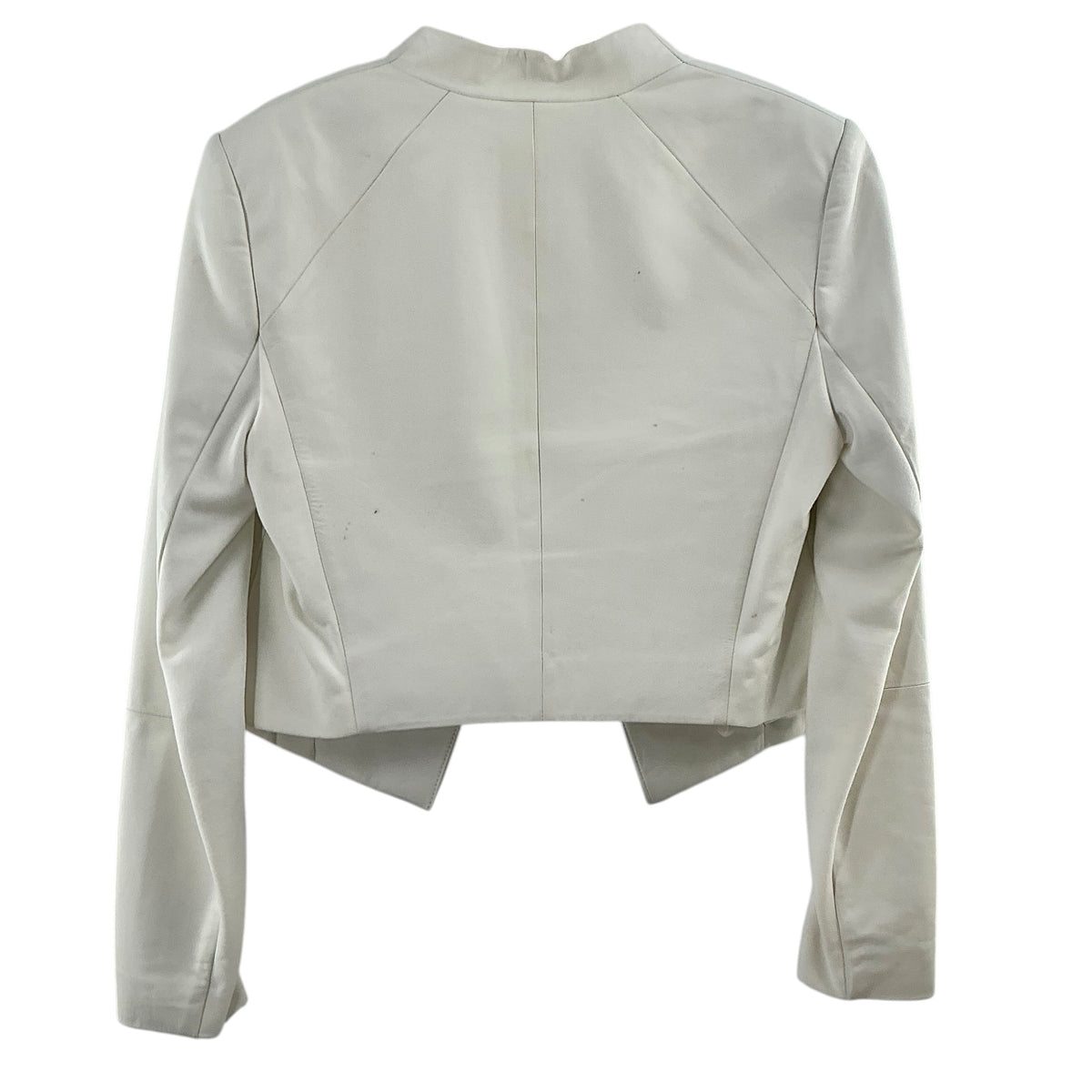 Alice + Olivia Harvey Leather Open-Front Cropped Jacket in White