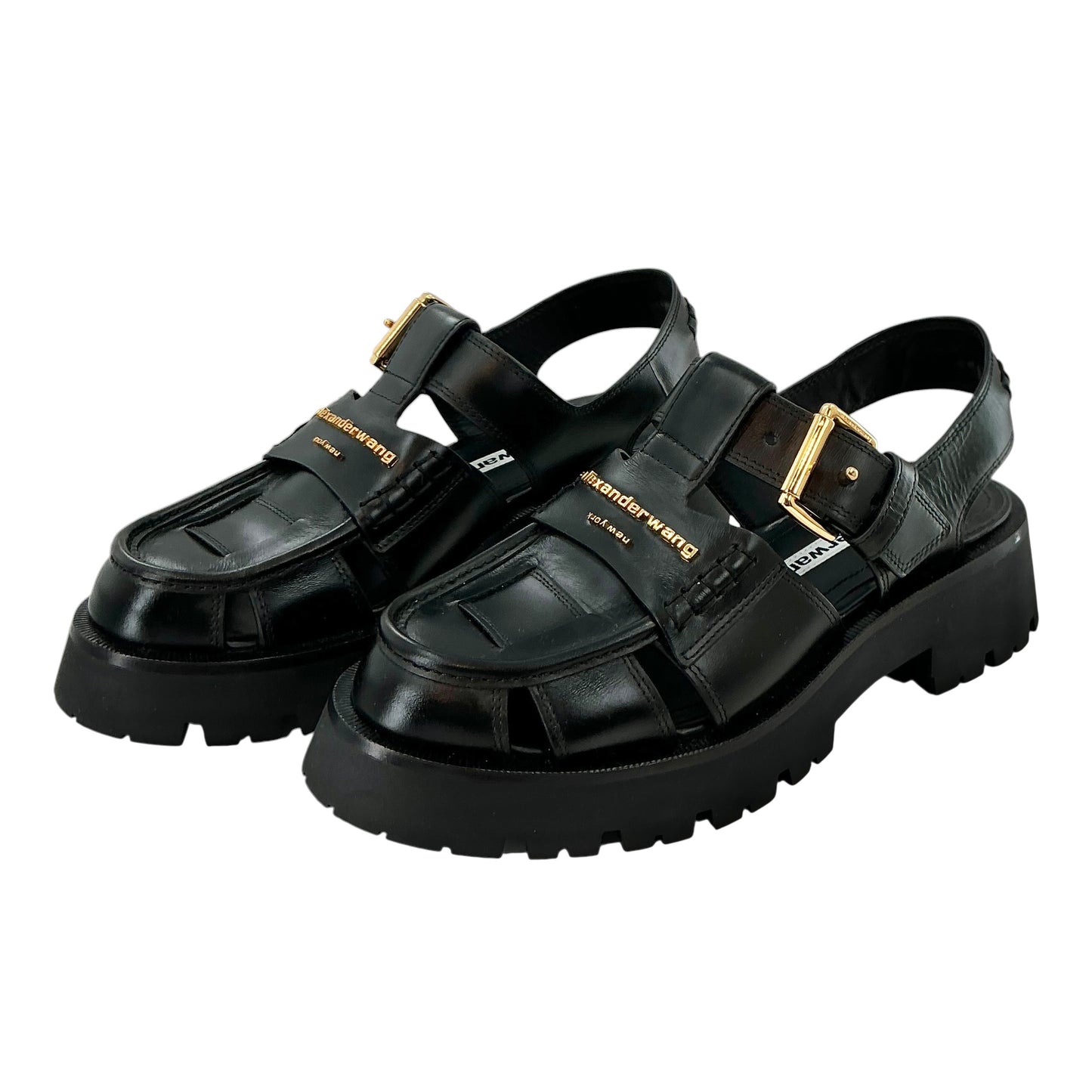 Alexander Wang Black Carter Platform Cage Fisherman Sandals