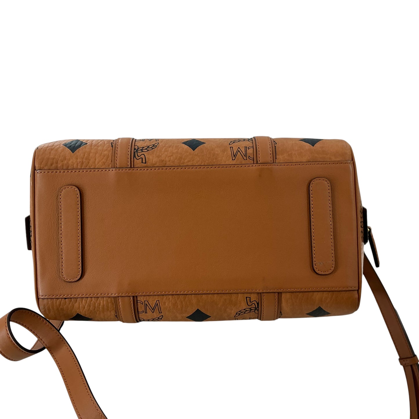 MCM Maxi Visetos Medium Aren Boston Bag – Cognac
