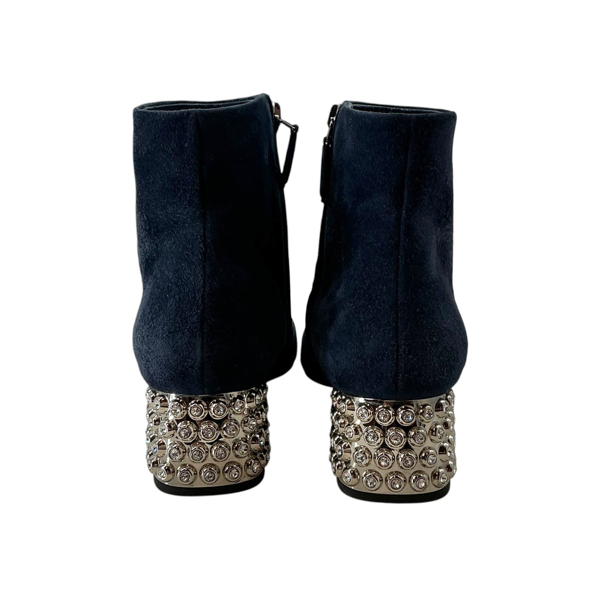 Miu Miu Crystal-Embellished Suede Ankle Boots