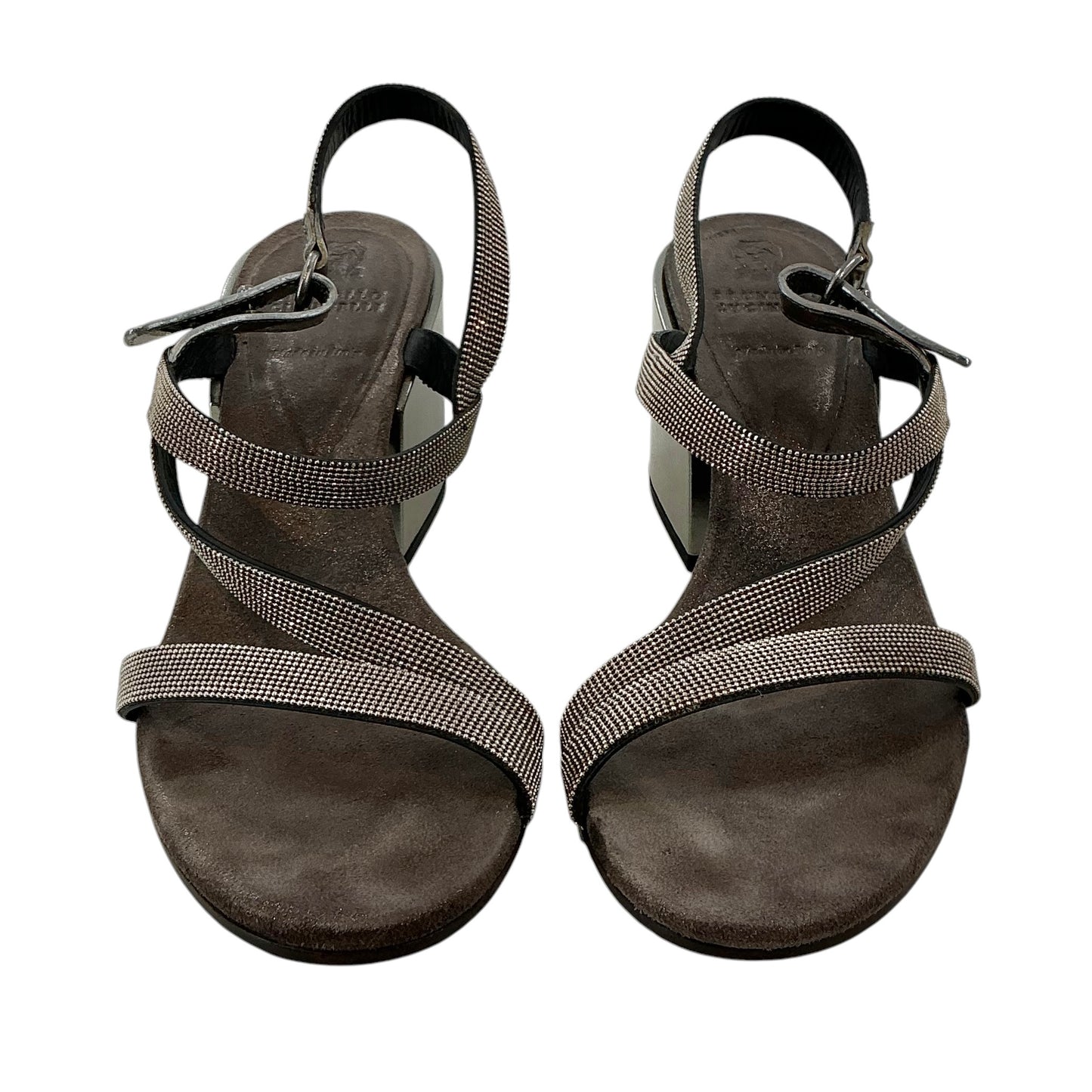 Brunello Cucinelli Monili Leather Slingback Sandals