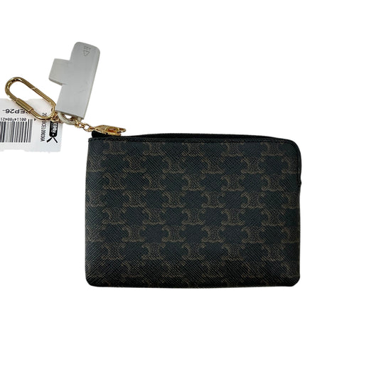 CELINE Black Triomphe Canvas Coin & Card Pouch with Key Ring Hook