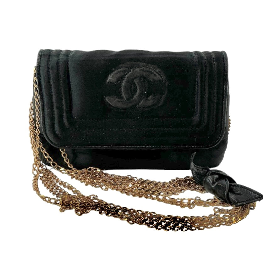 Vintage Chanel Satin and Calfskin Mini Shoulder Bag