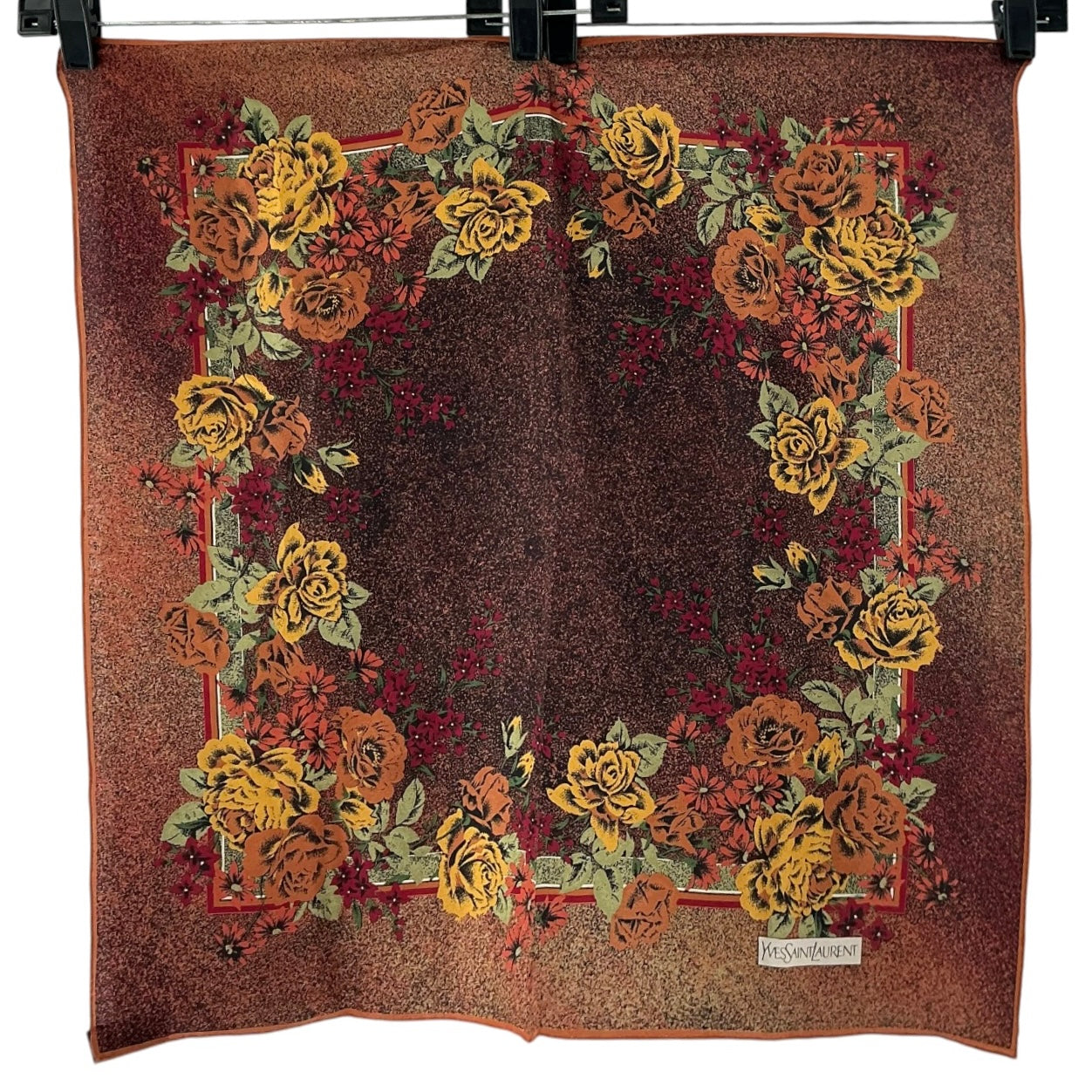 Yves Saint Laurent Floral Rose Silk Square Scarf
