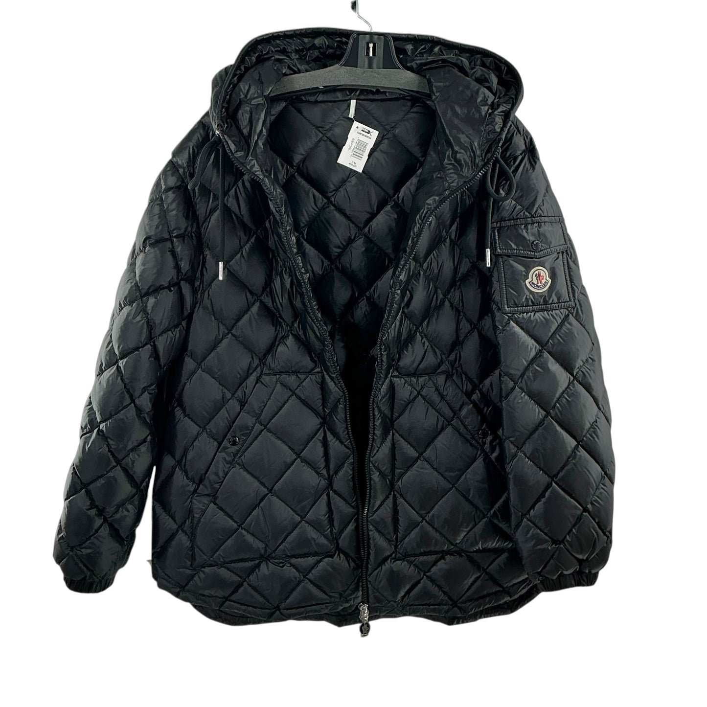 Moncler Women’s Black Diamond-Quilted Hooded Short Down Jacket