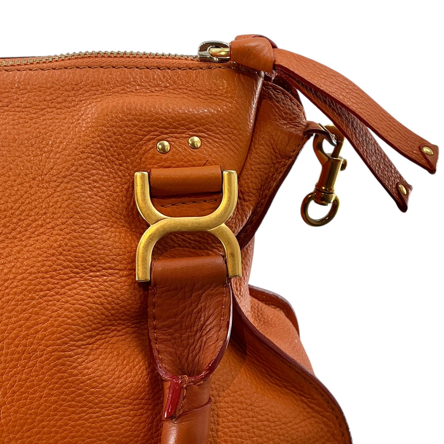 Chloé Marcie Medium Grained Leather Satchel - Orange
