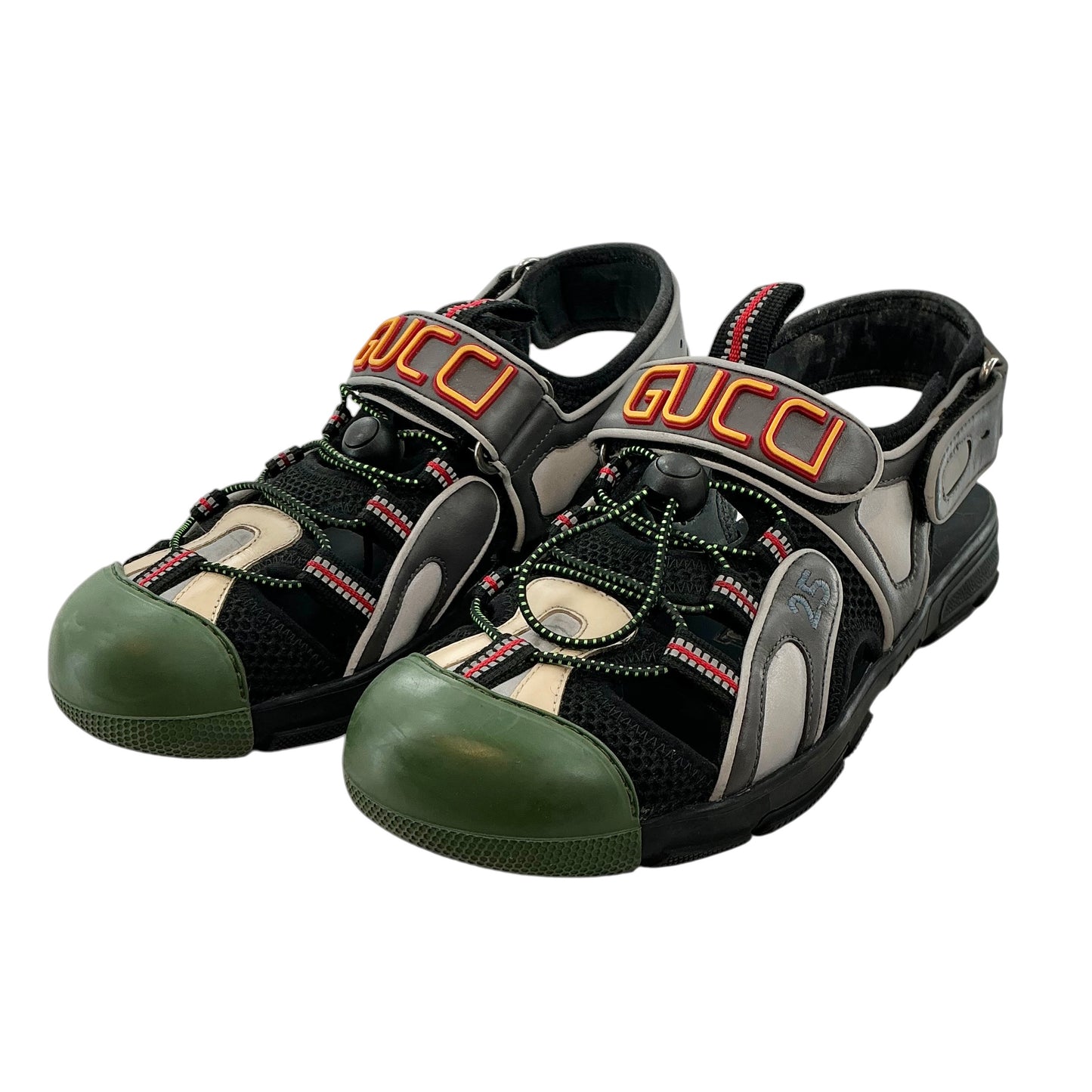 Gucci Tinsel Leather and Mesh Sport Sandals