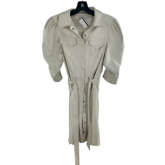 Alice + Olivia Magali Vegan Leather Puff-Sleeve Shirtdress