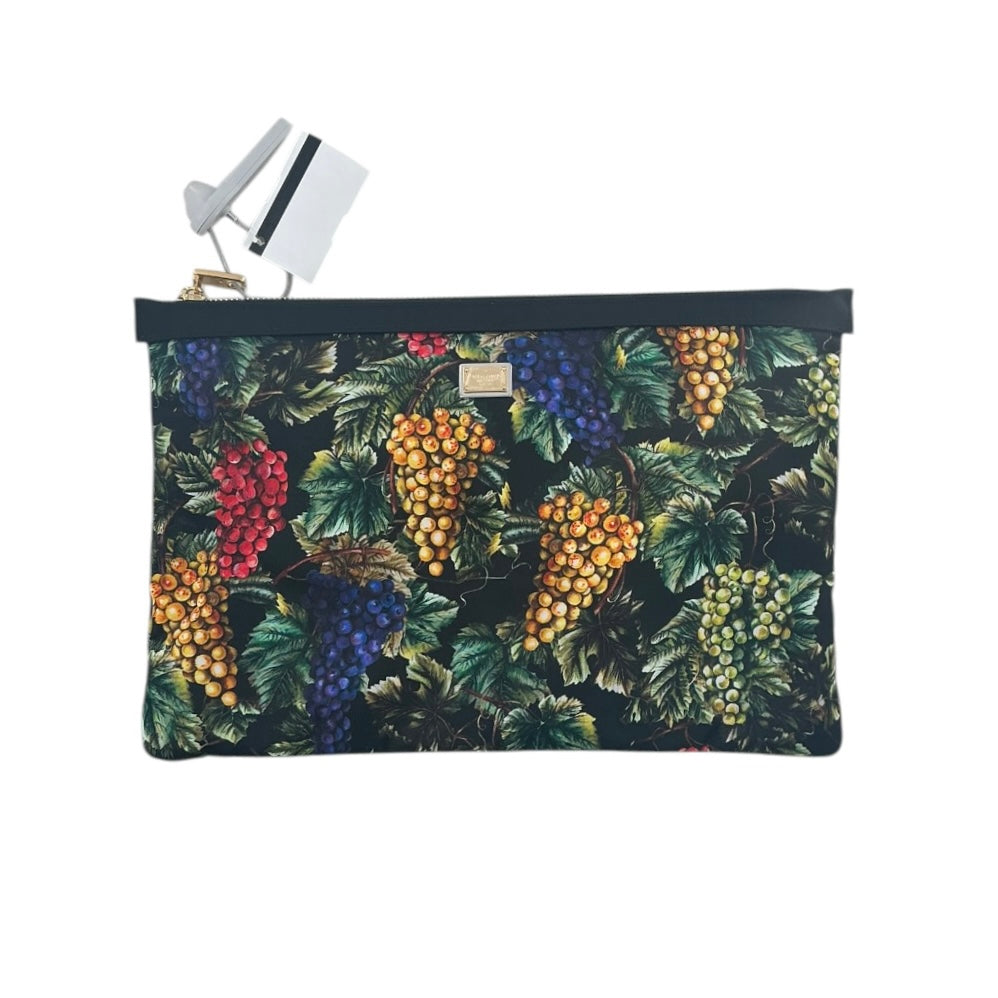 Dolce & Gabbana Multicolor Grape Print Nylon Clutch Pouch