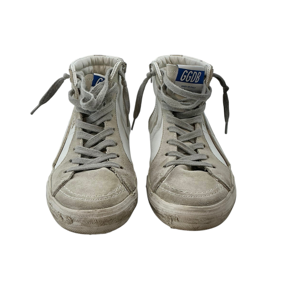 Golden Goose Deluxe Brand Slide High Top White Gray Sneakers