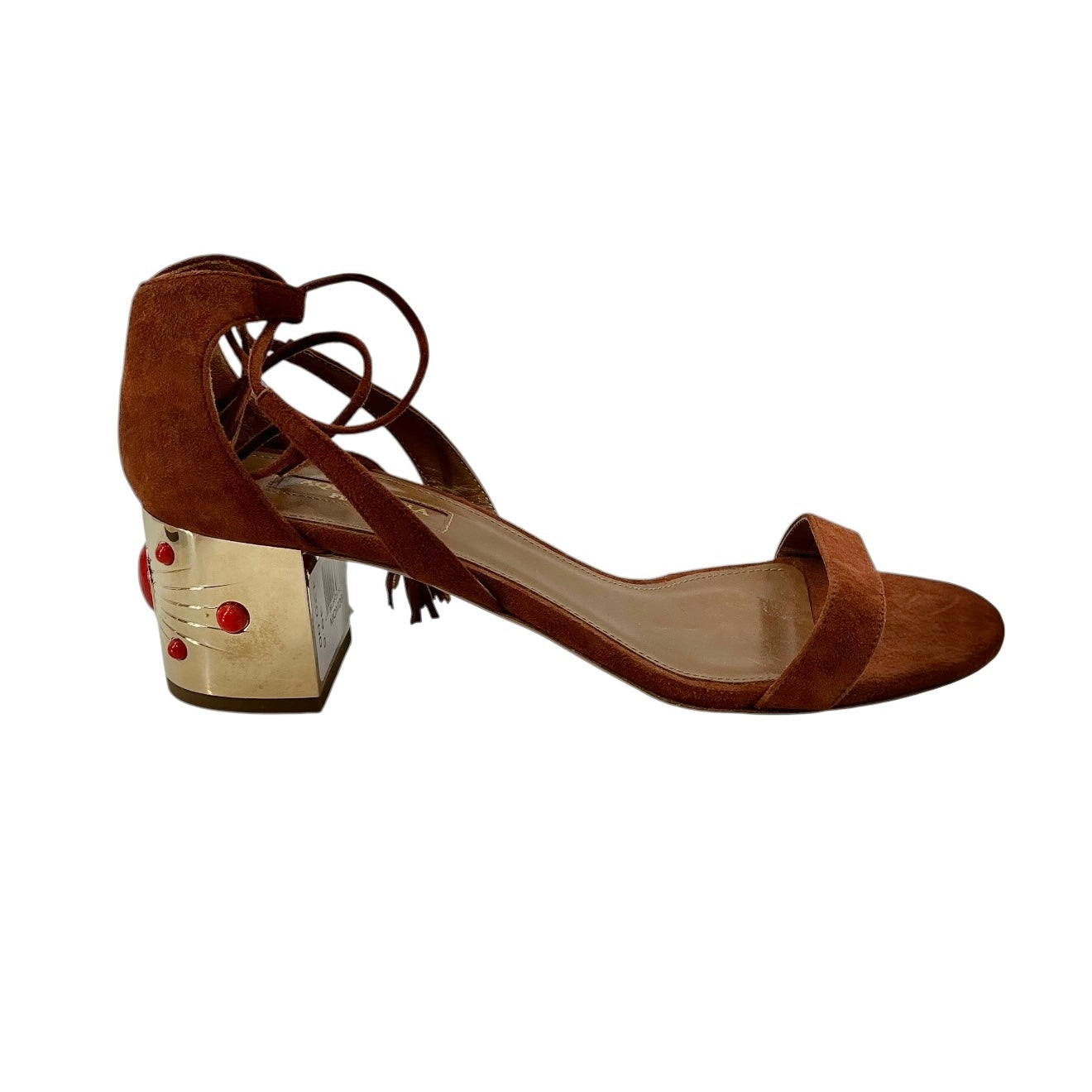 Aquazzura Brown Suede Ankle Strap Sandals