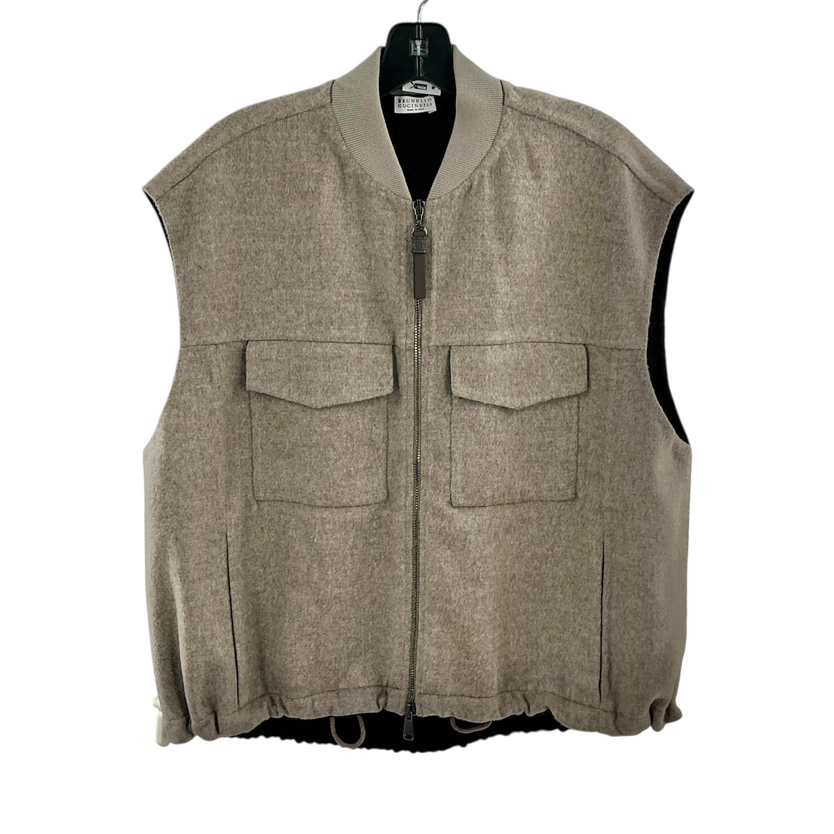 Brunello Cucinelli Virgin Wool Double-Cloth Cargo Vest Neutral