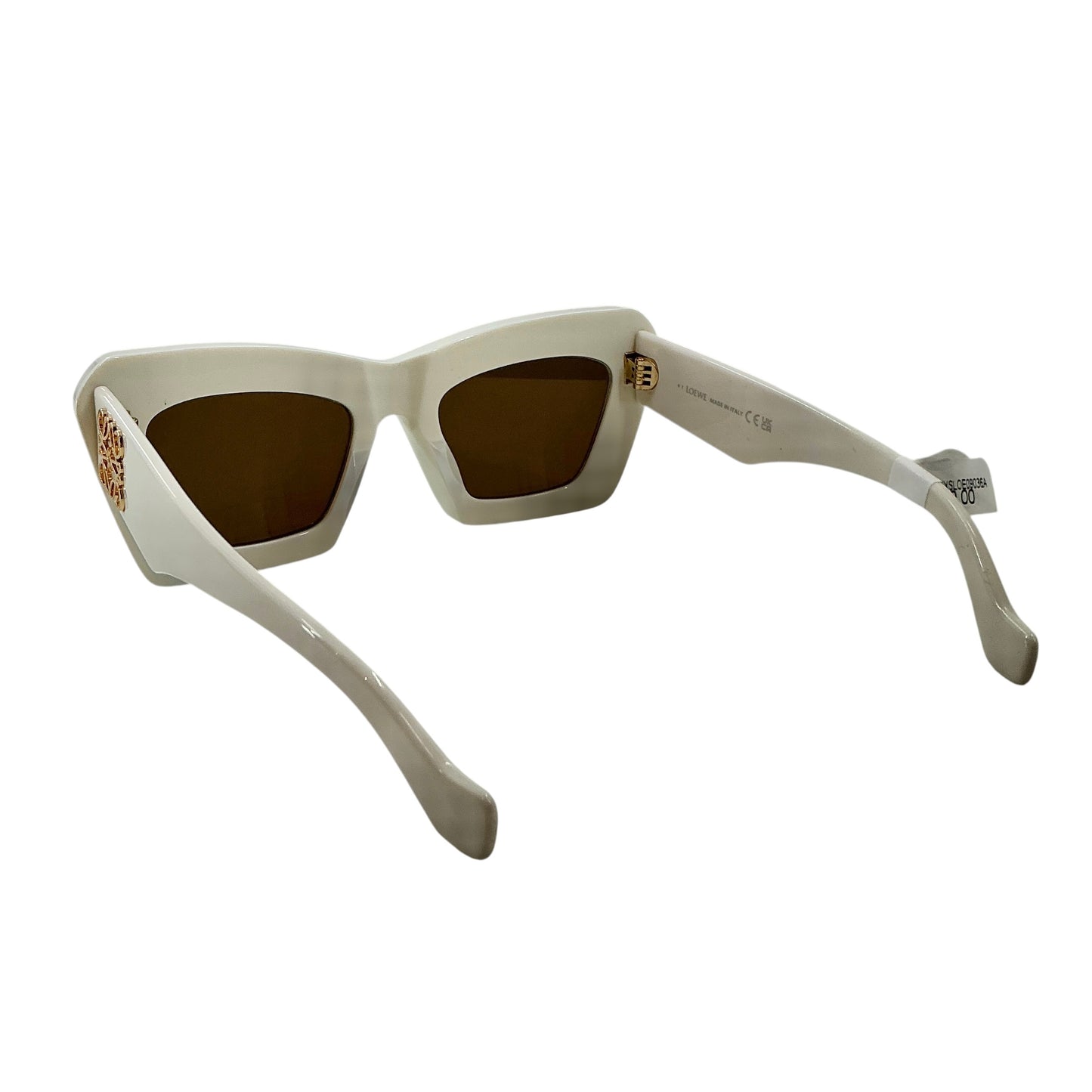 LOEWE Anagram White Beveled Cat-Eye Sunglasses – Ivory & Brown
