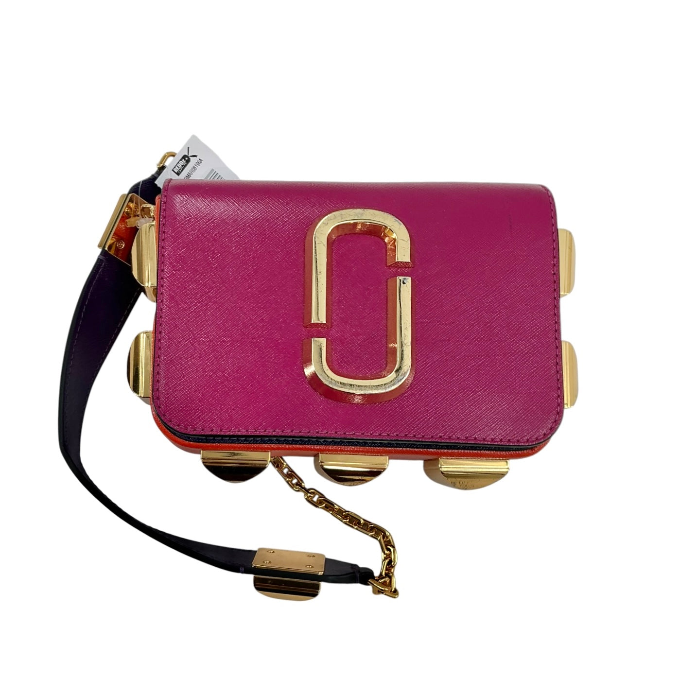Marc Jacobs The Hip Shot Saffiano Leather Convertible Belt Bag / Crossbody — Magenta Pink & Gold Multi