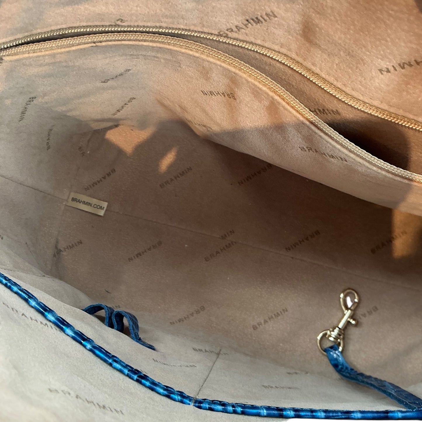 Brahmin Large Duxbury Satchel Blue Croc Embossed Leather Shoulder Bag
