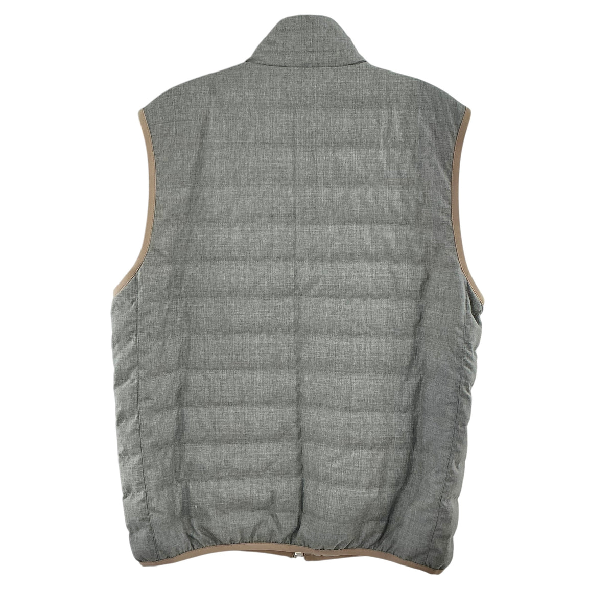 Brunello Cucinelli Men's Gray Virgin Wool Quilted Down Puffer Vest Gilet
