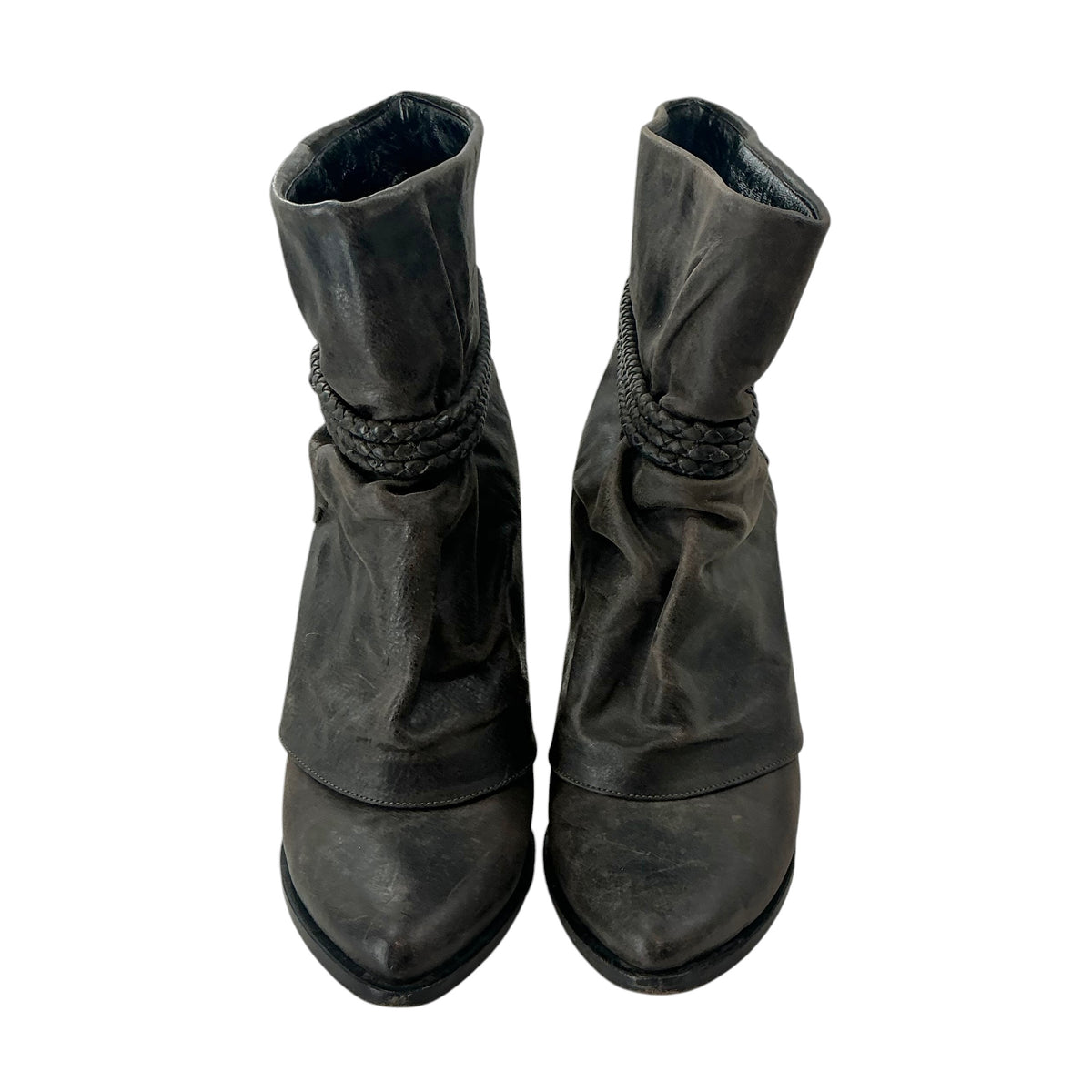 Givenchy Brown Leather Slouchy Braided Ankle Boots