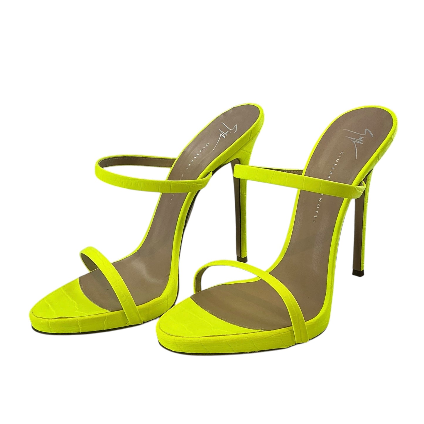 Giuseppe Zanotti Darsey Neon Yellow Croc-Embossed Sandals
