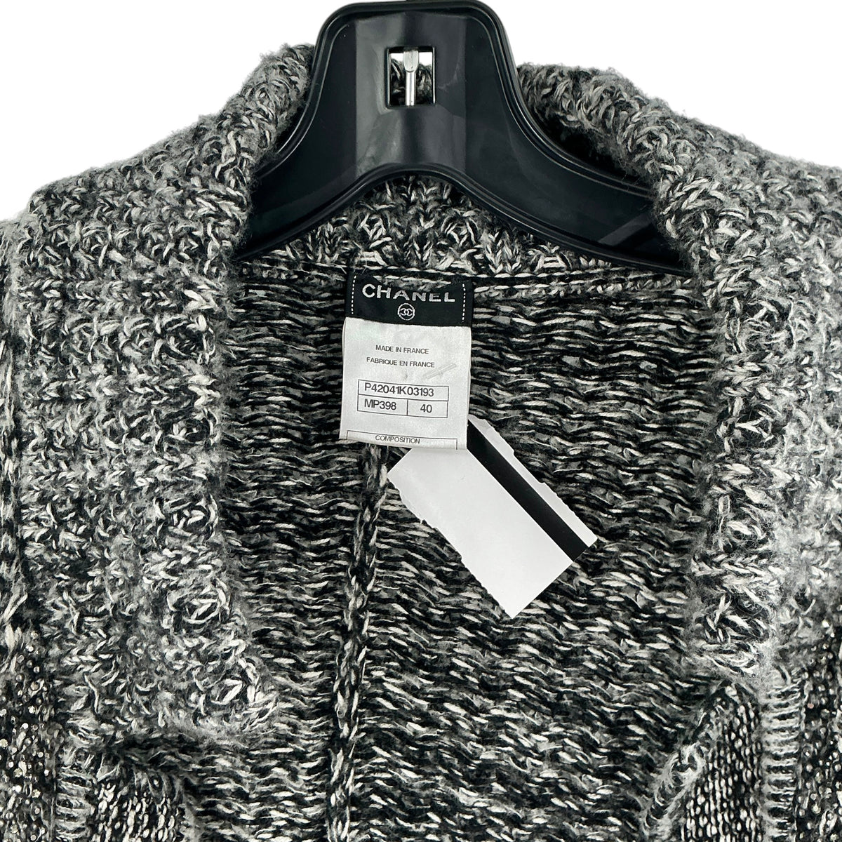 Chanel Black & White Marled Textured Knit Cardigan Sweater Jacket