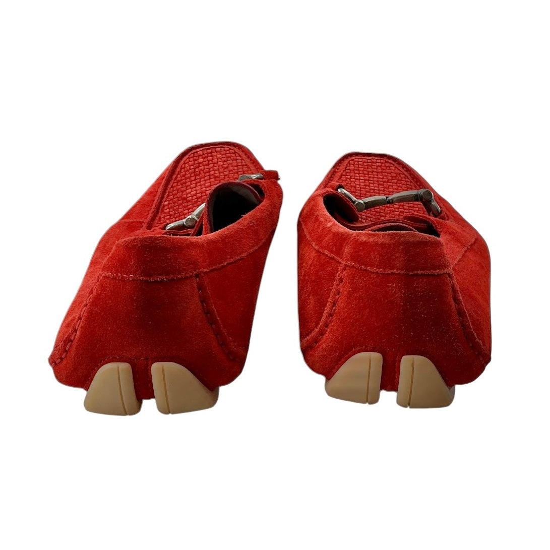 Ferragamo Parigi Gancini Red Woven Suede Driving Loafers