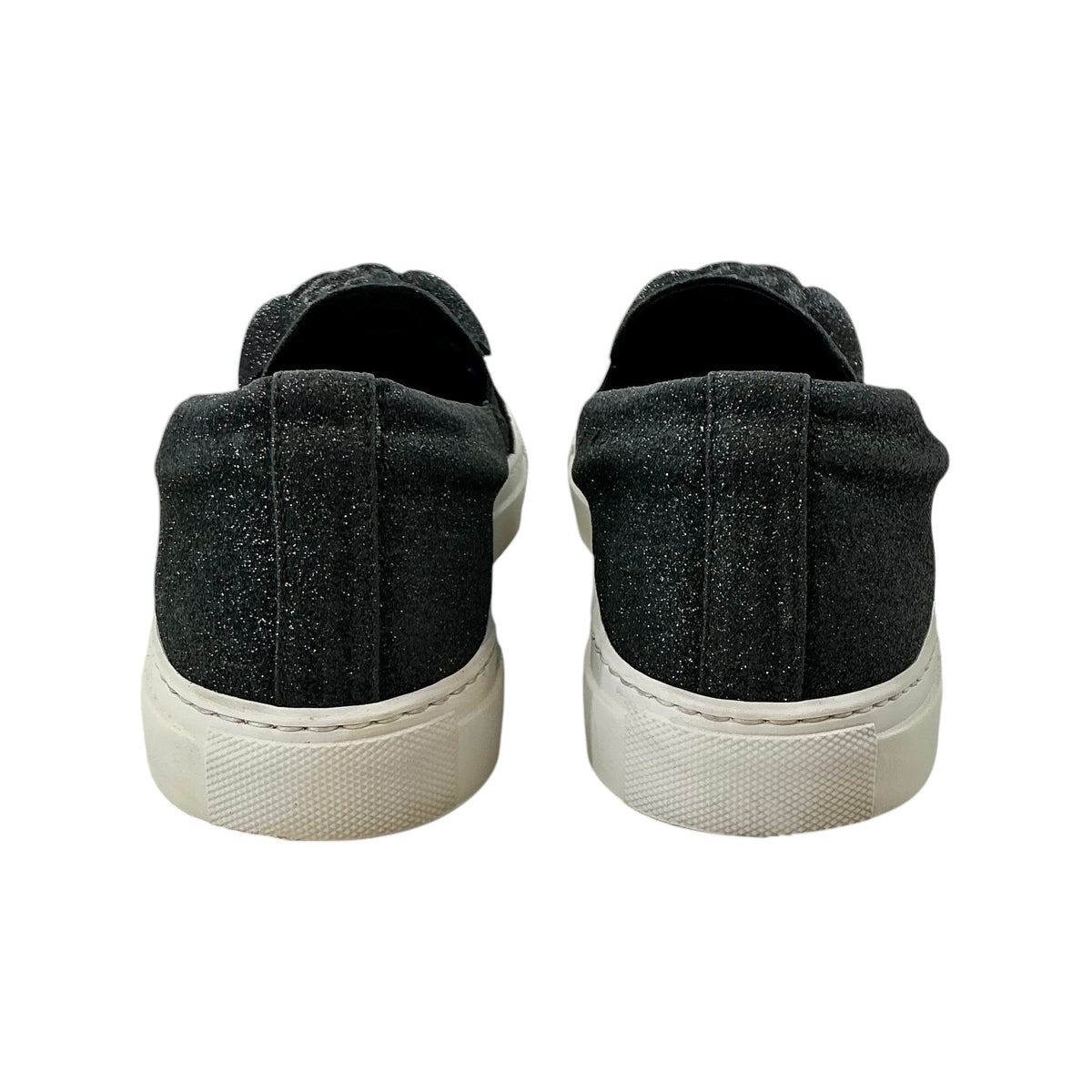 Versace Black Glitter Medusa Palazzo Slip-On Sneakers
