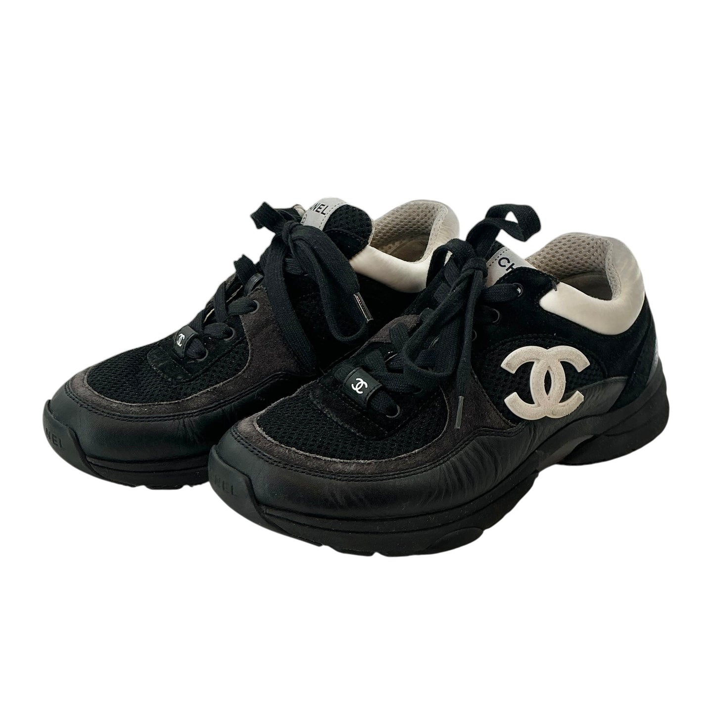 Chanel Mesh Suede & Grained Calfskin CC Sneakers