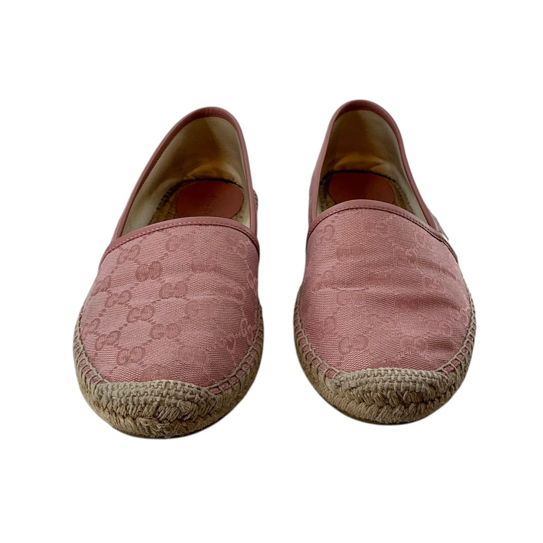 Gucci Pink GG Canvas and Leather Espadrille Flats