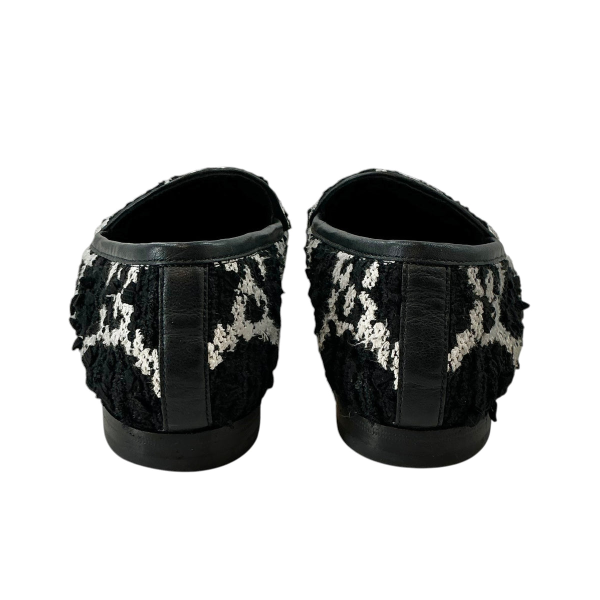 Gucci Black & White GG Tweed Jordaan Horsebit Loafers