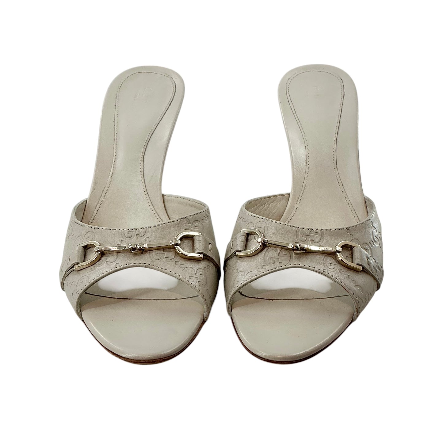 Gucci Mystic White Guccissima Leather Horsebit Heels