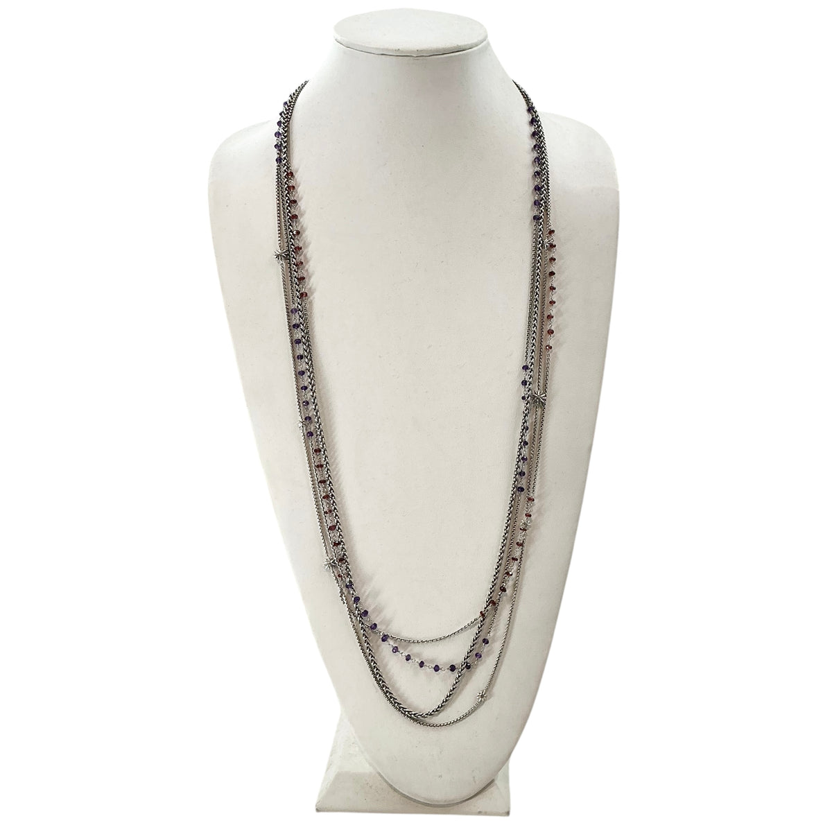 David Yurman Starburst Amethyst & Garnet Multistrand Necklace