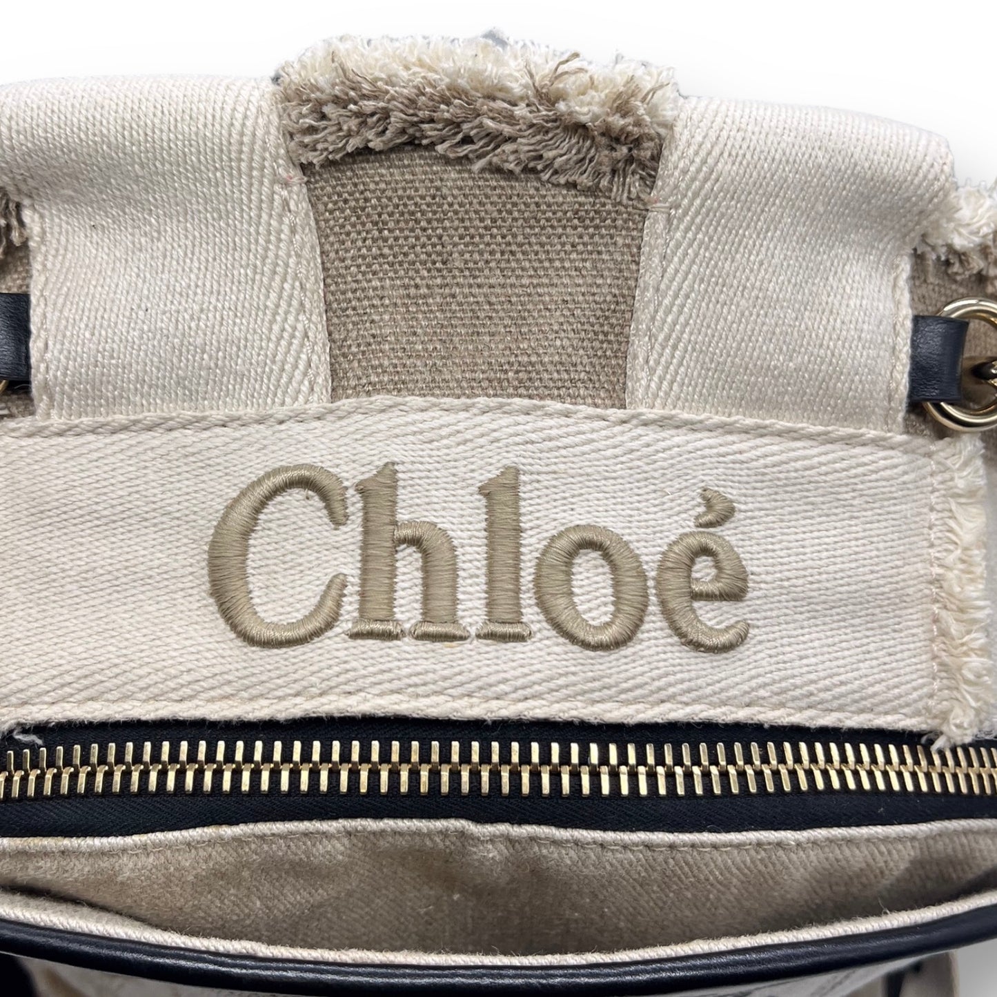 Chloé Canvas Logo Embroidered Woody Backpack Sand