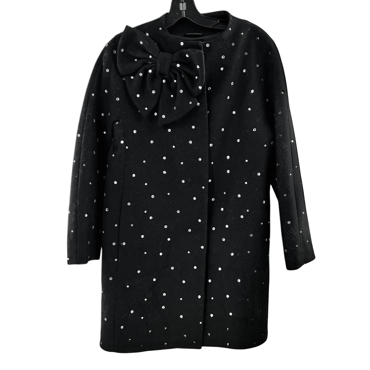Kate Spade Black Rhinestone Dorothy Bow Coat