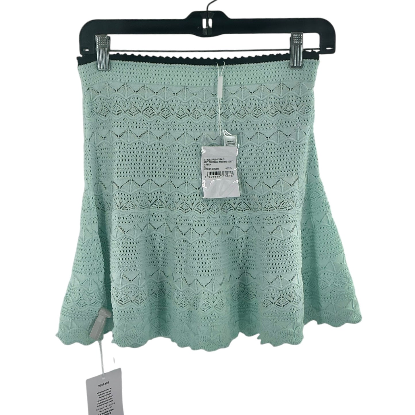 Self-Portrait Mint Pointelle Knit Mini Skirt