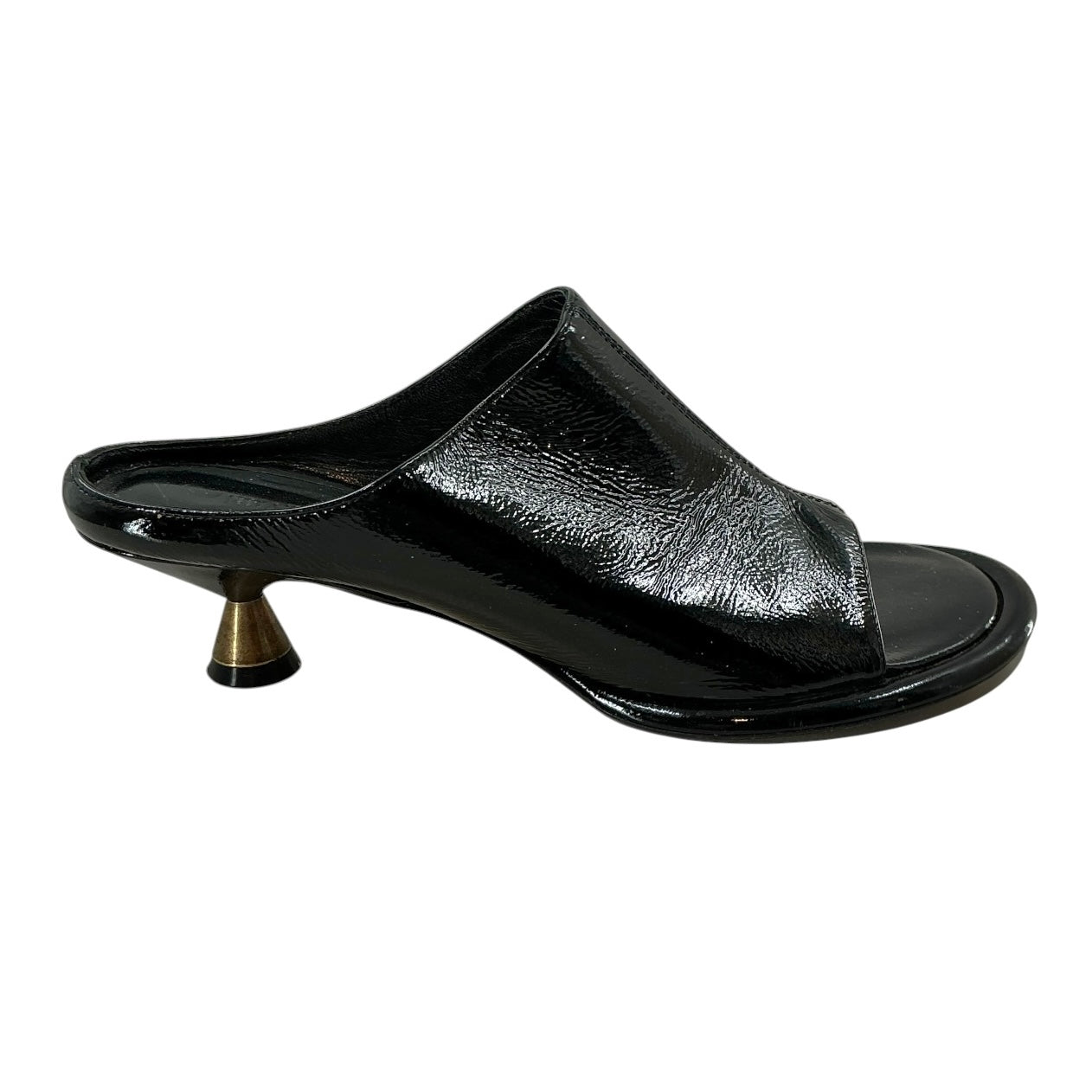 Khaite Watts Black Patent Leather Mule Sandal